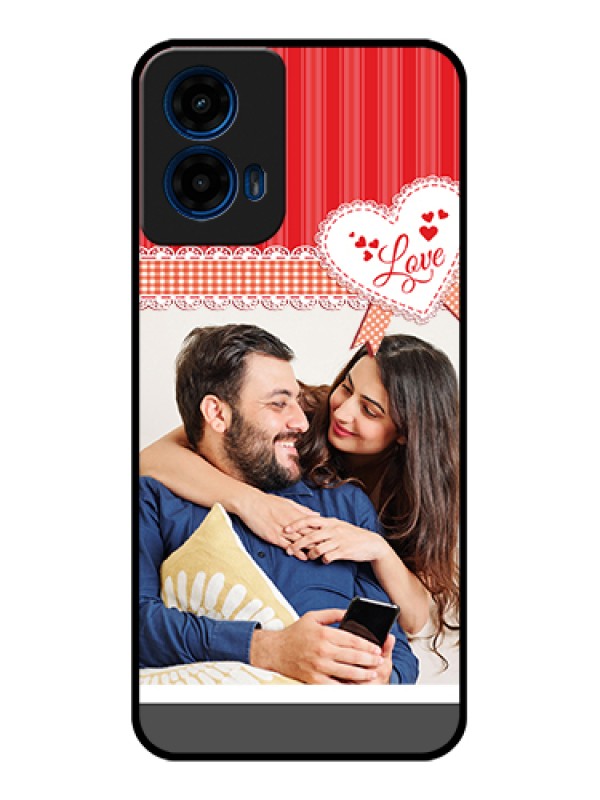 Custom Moto G45 5G Custom Glass Phone Case - Red Love Pattern Design