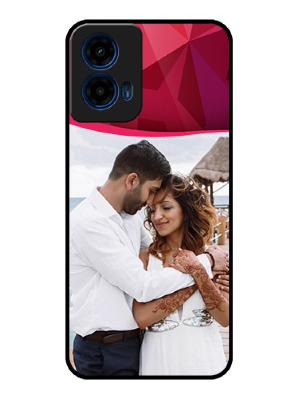 Custom Moto G45 5G Custom Glass Phone Case - Red Abstract Design