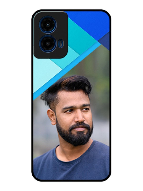 Custom Moto G45 5G Custom Glass Phone Case - Blue Pattern Design