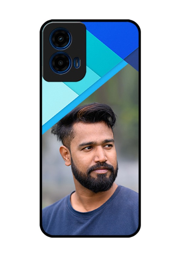 Moto G45 5G Custom Glass Phone Case - Blue Pattern Design