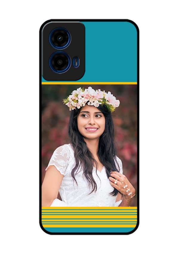Moto G45 5G Custom Glass Phone Case - Yellow & Blue Design