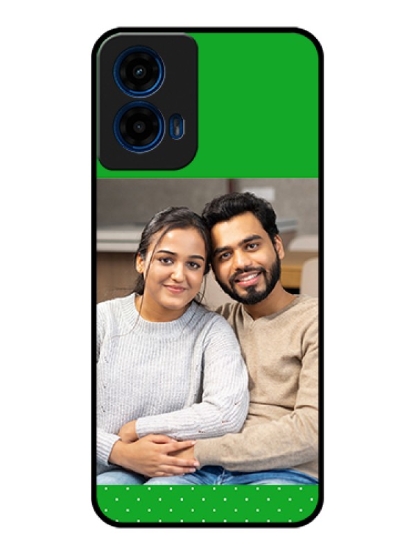 Custom Moto G45 5G Custom Glass Phone Case - Green Pattern Design