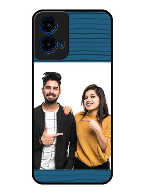 Custom Moto G45 5G Custom Glass Phone Case - Blue Pattern Cover Design