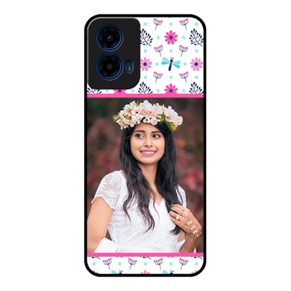 Moto G45 5G Custom Glass Phone Case - Colorful Flower Design