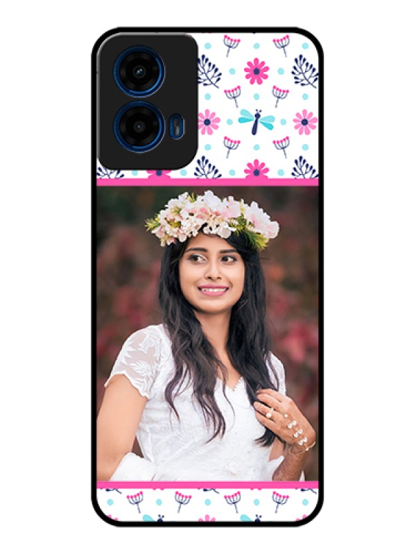 Custom Moto G45 5G Custom Glass Phone Case - Colorful Flower Design