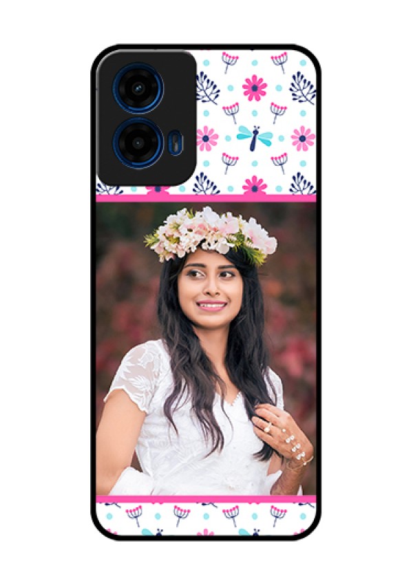 Moto G45 5G Custom Glass Phone Case - Colorful Flower Design