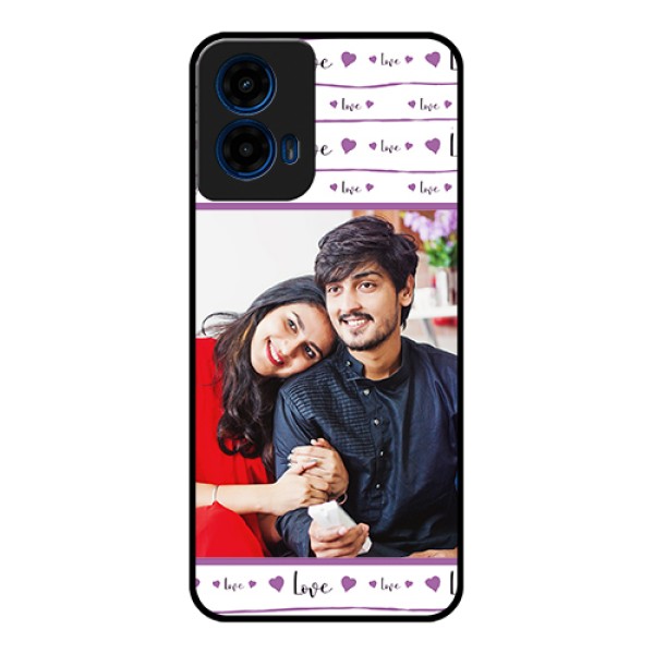 Moto G45 5G Custom Glass Phone Case - Couples Heart Design
