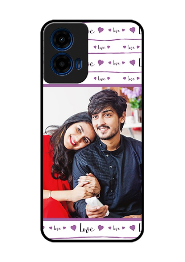 Moto G45 5G Custom Glass Phone Case - Couples Heart Design