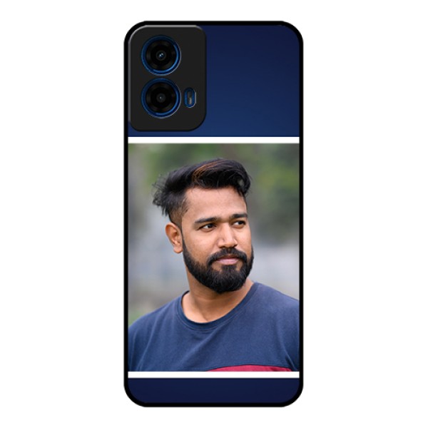 Moto G45 5G Custom Glass Phone Case - Simple Royal Blue Design Moto G45 5G Custom Glass Phone Case - Simple Royal Blue Design