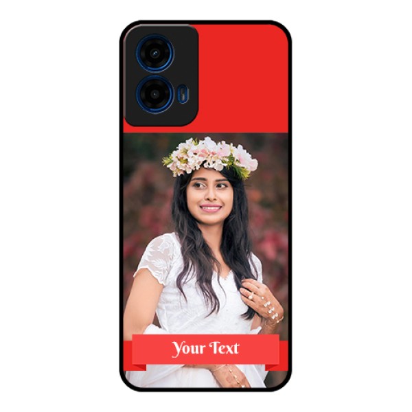Moto G45 5G Custom Glass Phone Case - Simple Red Color Design Moto G45 5G Custom Glass Phone Case - Simple Red Color Design