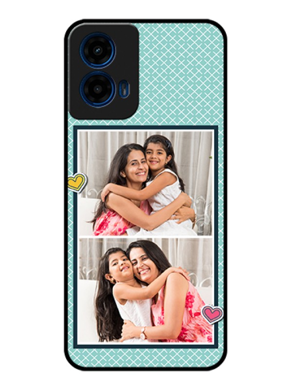 Custom Moto G45 5G Custom Glass Phone Case - 2 Image Holder With Pattern Design