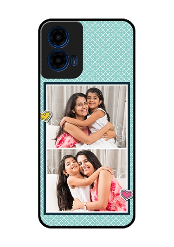 Moto G45 5G Custom Glass Phone Case - 2 Image Holder With Pattern Design