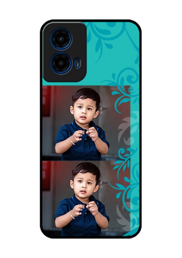 Moto G45 5G Custom Glass Phone Case - With Photo And Green Floral Design