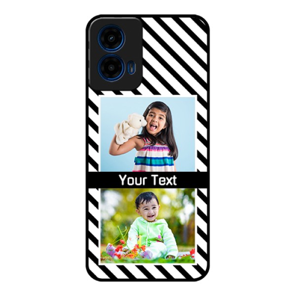 Moto G45 5G Custom Glass Phone Case - Black And White Stripes Design Moto G45 5G Custom Glass Phone Case - Black And White Stripes Design
