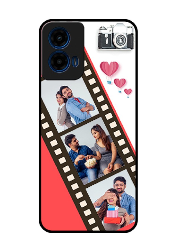 Moto G45 5G Custom Glass Phone Case - 3 Image Holder With Film Reel