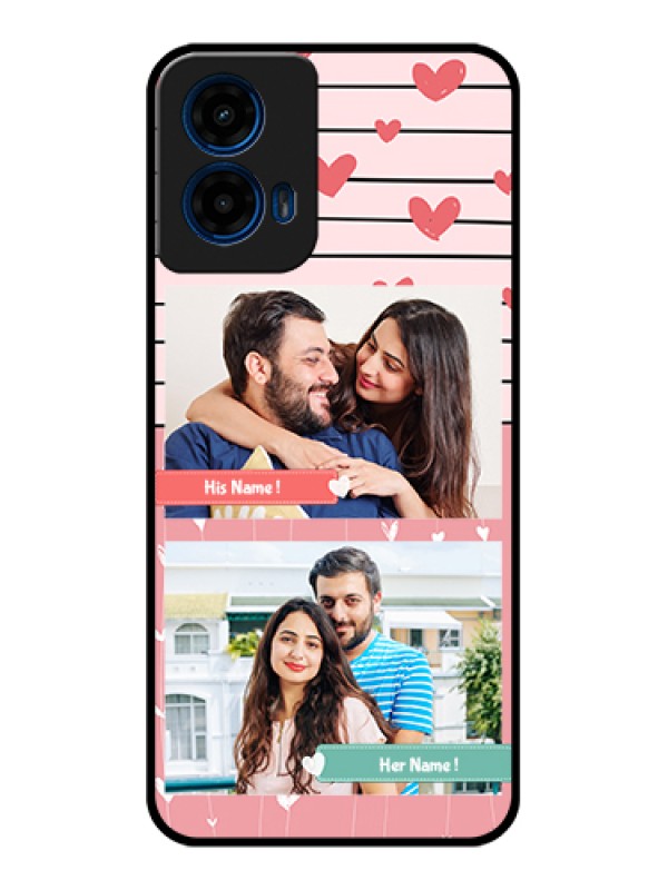 Custom Moto G45 5G Custom Glass Phone Case - Photo With Heart Design