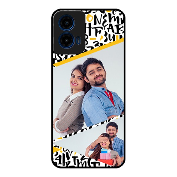 Moto G45 5G Custom Glass Phone Case - Letters Pattern Design