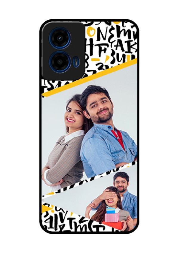Moto G45 5G Custom Glass Phone Case - Letters Pattern Design