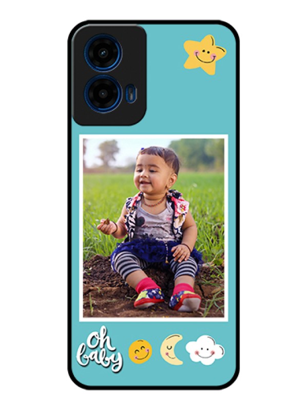 Custom Moto G45 5G Custom Glass Phone Case - Smiley Kids Stars Design