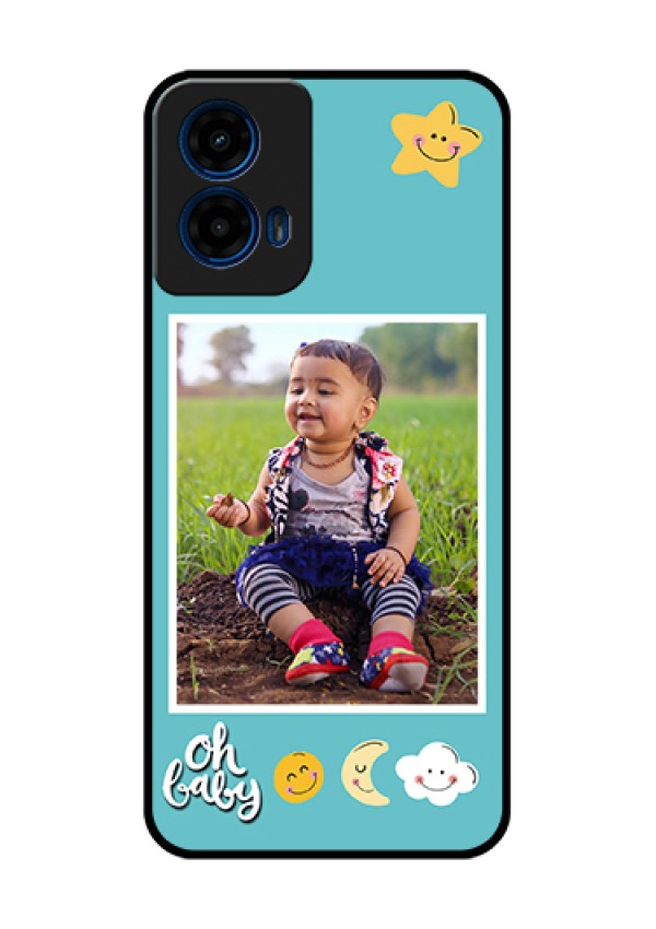 Moto G45 5G Custom Glass Phone Case - Smiley Kids Stars Design