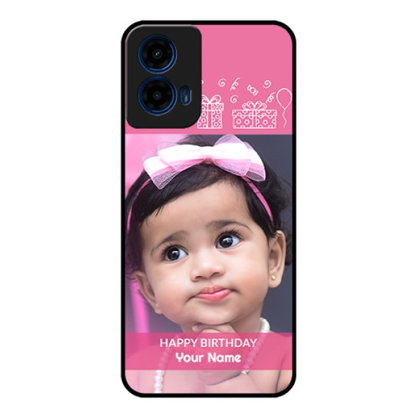 Moto G45 5G Custom Glass Phone Case - With Birthday Line Art Design