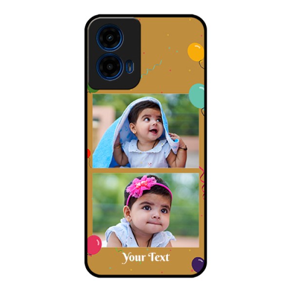 Moto G45 5G Custom Glass Phone Case - Image Holder With Birthday Celebrations Design Moto G45 5G Custom Glass Phone Case - Image Holder With Birthday Celebrations Design