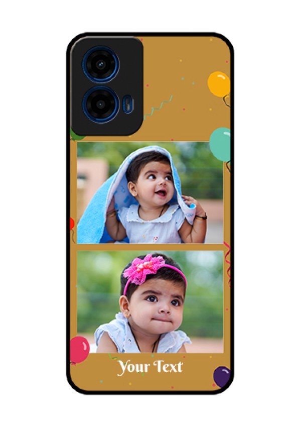 Moto G45 5G Custom Glass Phone Case - Image Holder With Birthday Celebrations Design