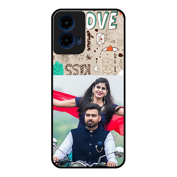 Moto G45 5G Custom Glass Phone Case - Love Doodle Pattern