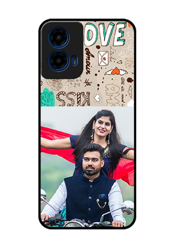 Moto G45 5G Custom Glass Phone Case - Love Doodle Pattern