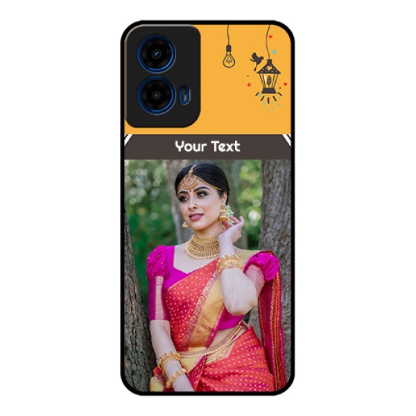 Moto G45 5G Custom Glass Phone Case - With Family Picture And Icons Moto G45 5G Custom Glass Phone Case - With Family Picture And Icons