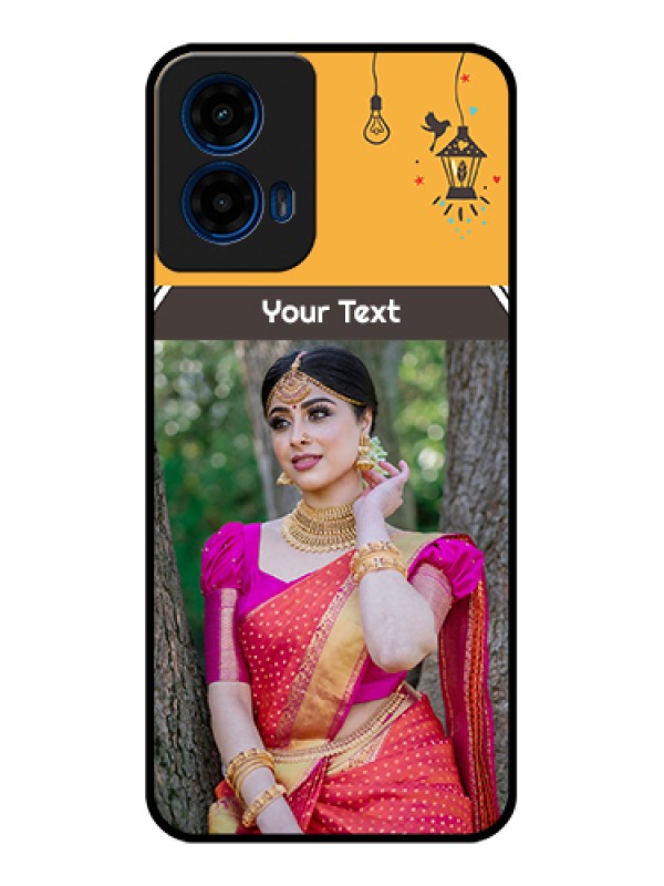 Custom Moto G45 5G Custom Glass Phone Case - With Family Picture And Icons