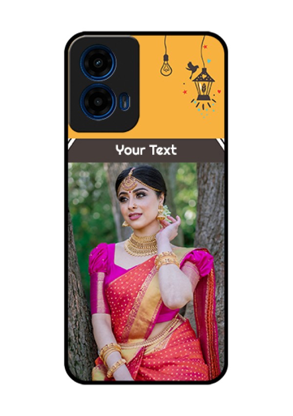 Moto G45 5G Custom Glass Phone Case - With Family Picture And Icons