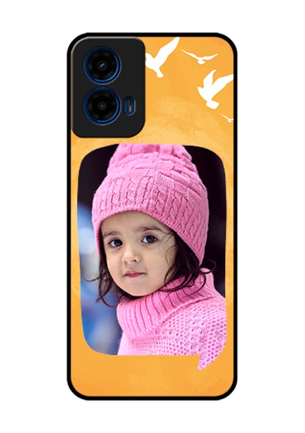 Moto G45 5G Custom Glass Phone Case - Water Color Design With Bird Icons