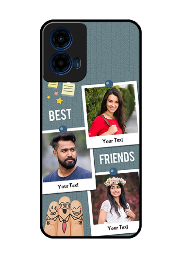 Moto G45 5G Custom Glass Phone Case - Sticky Frames And Friendship Design