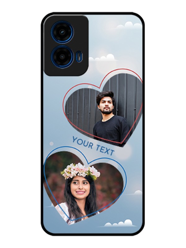 Custom Moto G45 5G Custom Glass Phone Case - Blue Color Couple Design