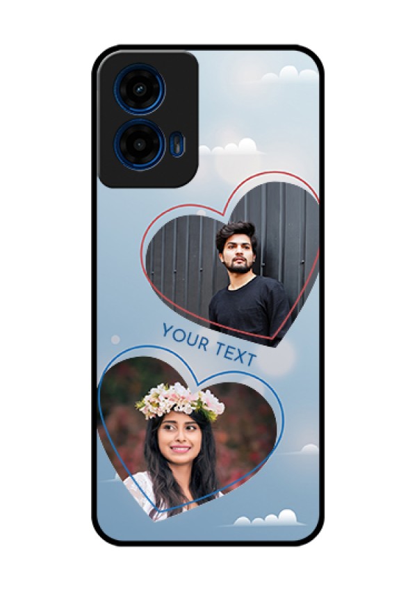 Moto G45 5G Custom Glass Phone Case - Blue Color Couple Design