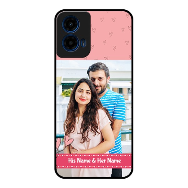 Moto G45 5G Custom Glass Phone Case - Love Design Peach Color