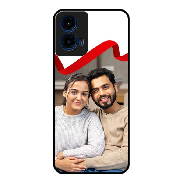 Moto G45 5G Custom Glass Phone Case - Red Ribbon Frame Design