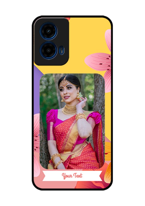 Moto G45 5G Custom Glass Phone Case - 3 Image With Vintage Floral Design