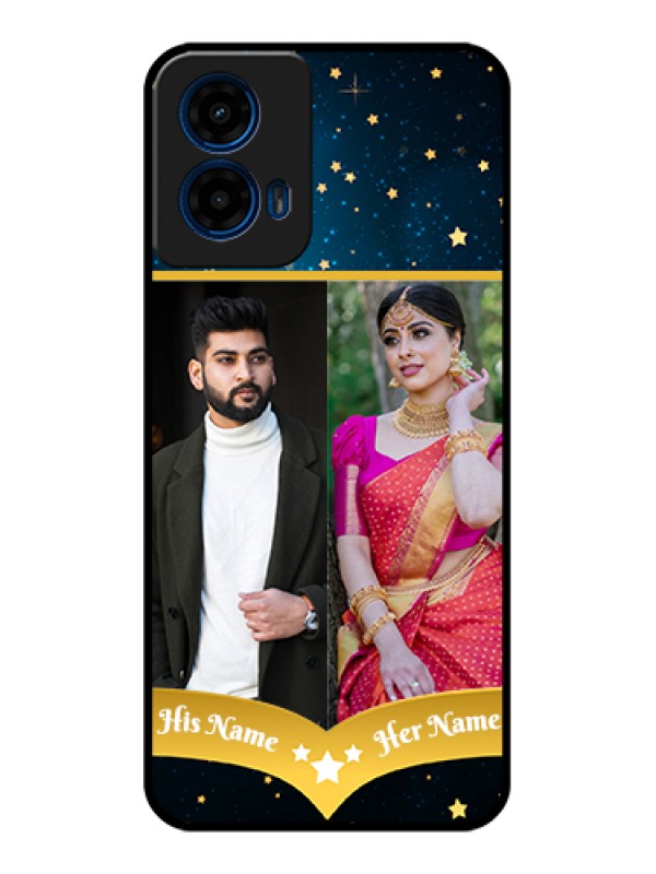 Custom Moto G45 5G Custom Glass Phone Case - Galaxy Stars Backdrop Design