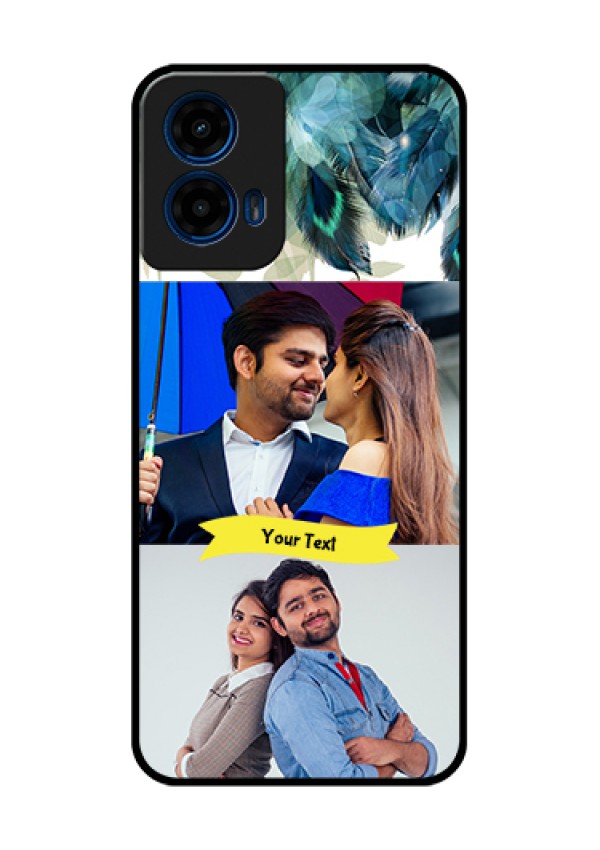 Moto G45 5G Custom Glass Phone Case - Image With Boho Peacock Feather Design