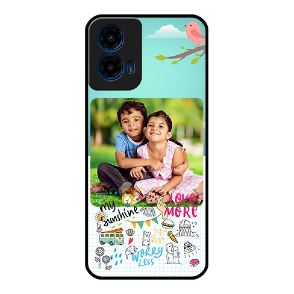 Moto G45 5G Custom Glass Phone Case - Doodle Love Design
