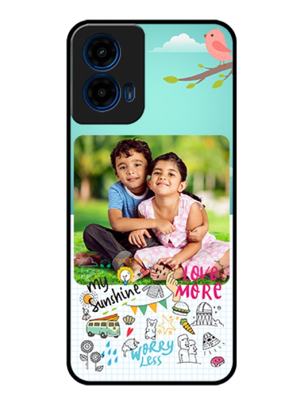 Custom Moto G45 5G Custom Glass Phone Case - Doodle Love Design