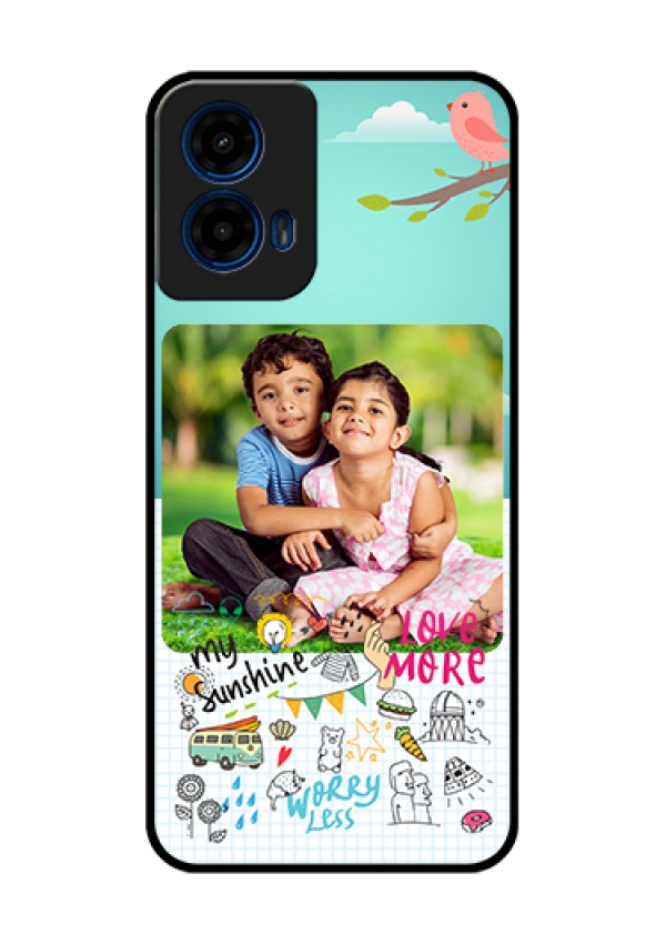 Moto G45 5G Custom Glass Phone Case - Doodle Love Design