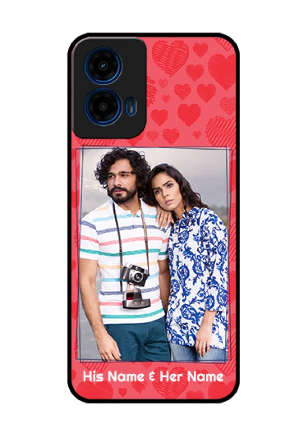 Moto G45 5G Custom Glass Phone Case - With Red Heart Symbols Design