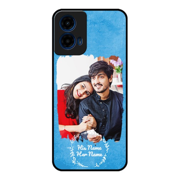 Motorola Moto G45 5G Custom Glass Phone Case - Blue Color Vintage Design Motorola Moto G45 5G Custom Glass Phone Case - Blue Color Vintage Design