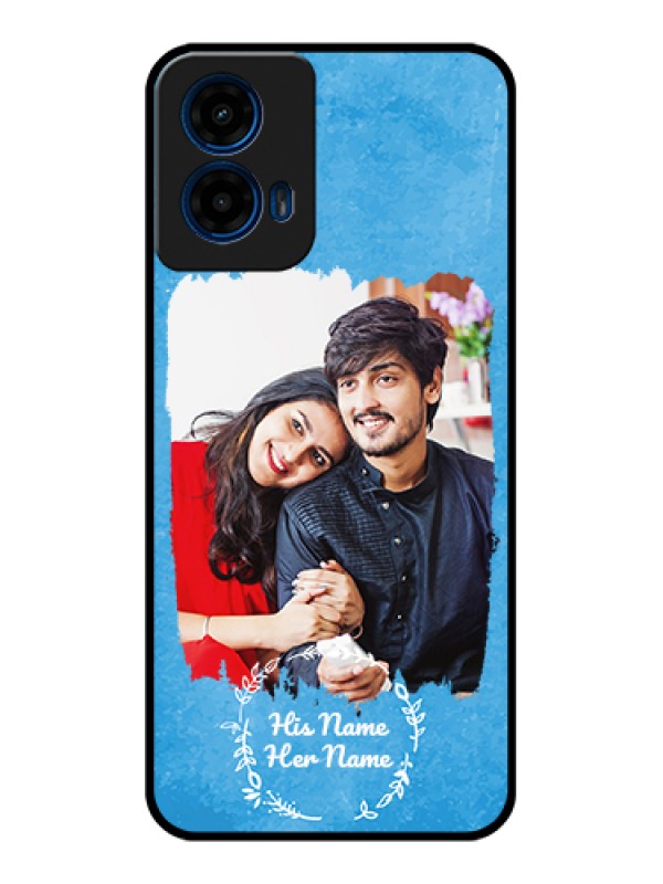 Custom Motorola Moto G45 5G Custom Glass Phone Case - Blue Color Vintage Design