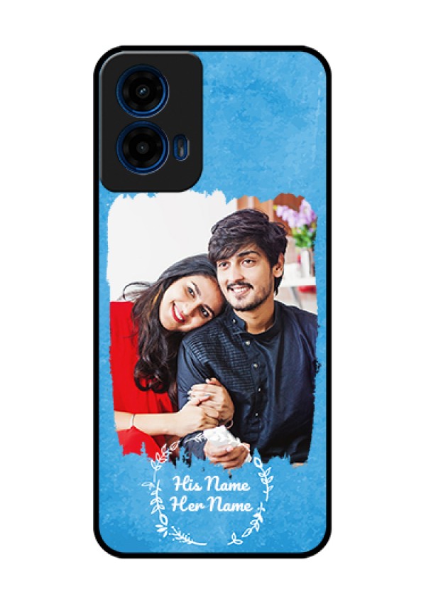 Motorola Moto G45 5G Custom Glass Phone Case - Blue Color Vintage Design