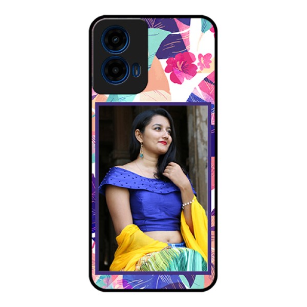 Moto G45 5G Custom Glass Phone Case - Abstract Floral Design