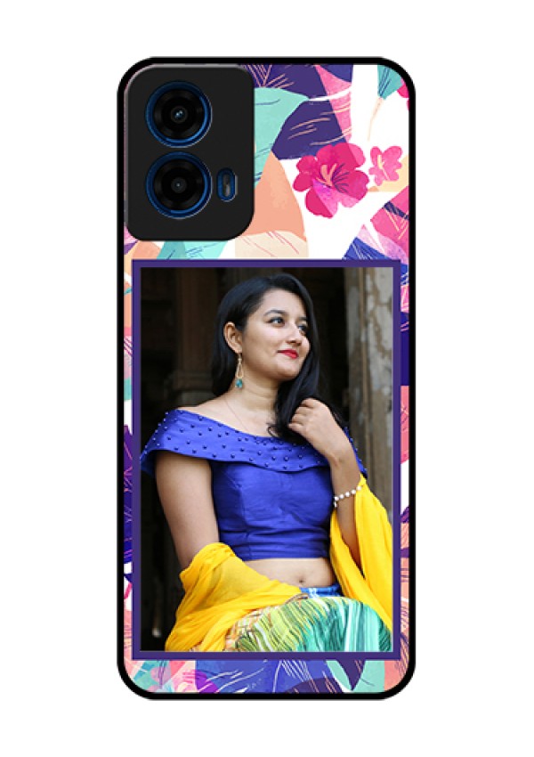 Moto G45 5G Custom Glass Phone Case - Abstract Floral Design